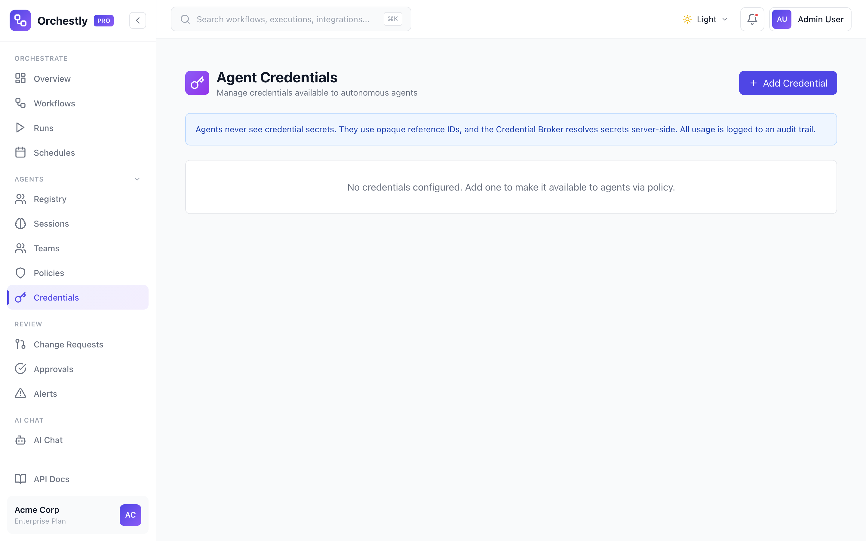 Secure credential management for agents