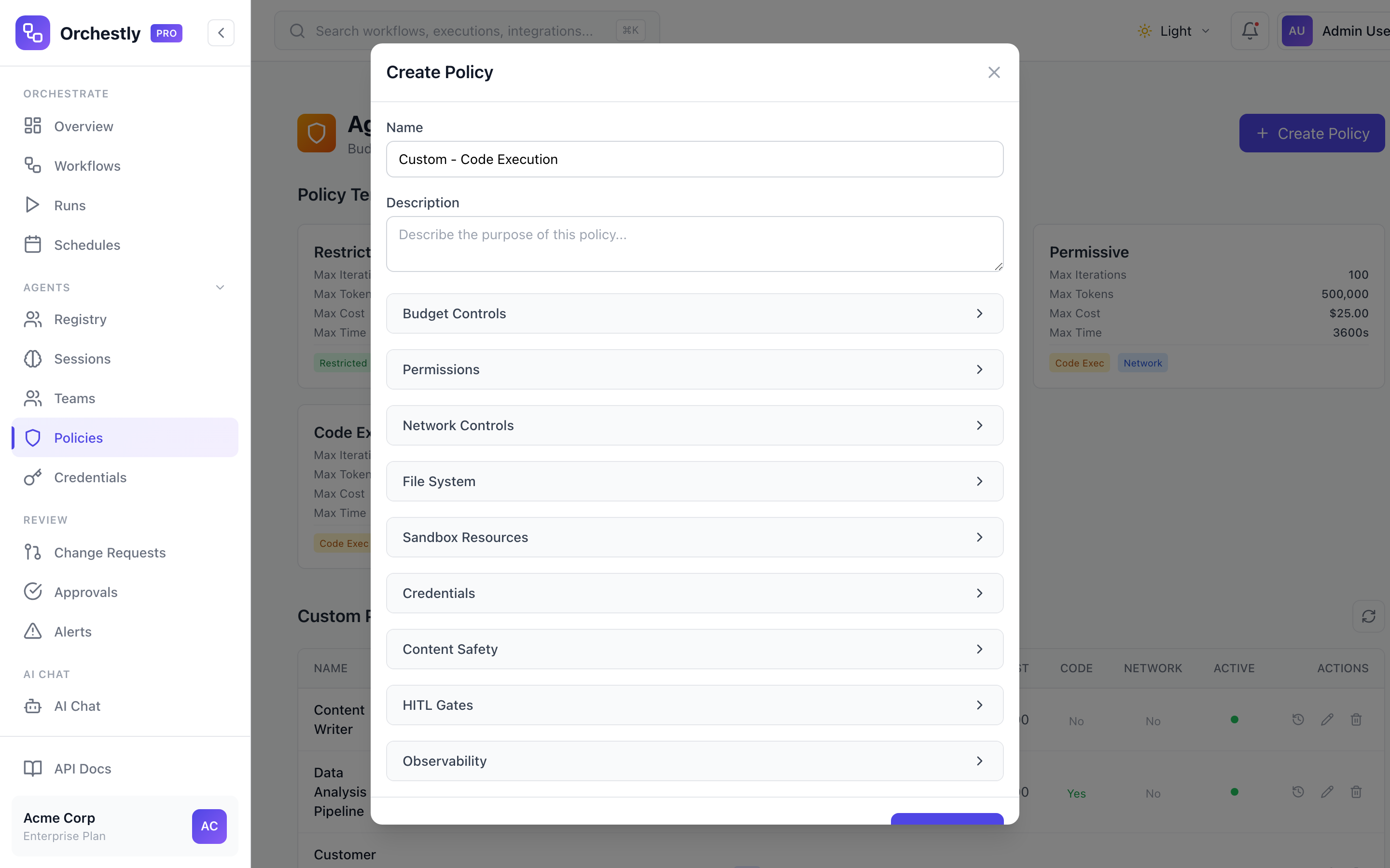 Fine-grained policy configuration