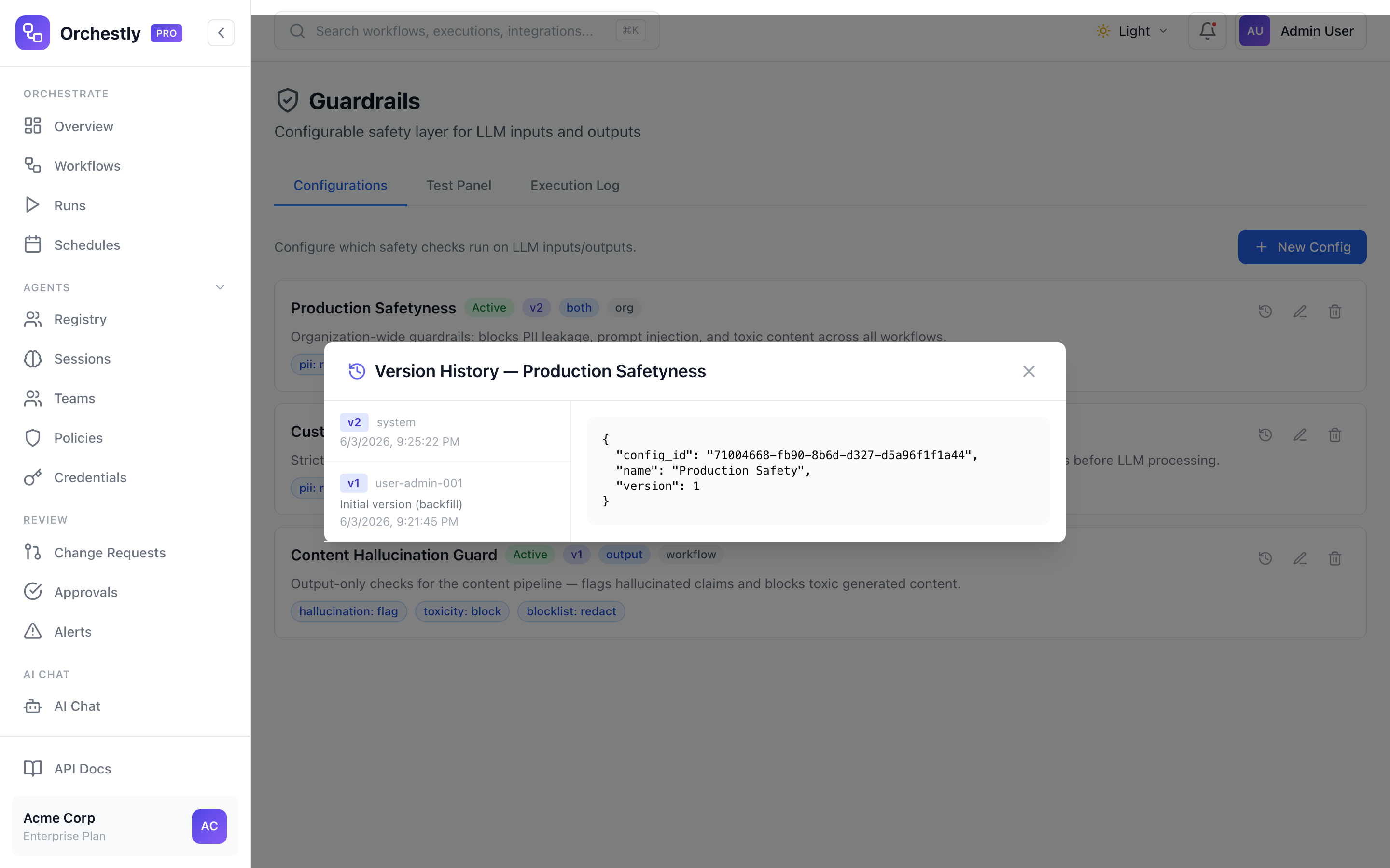 Version-tracked configurations with full history