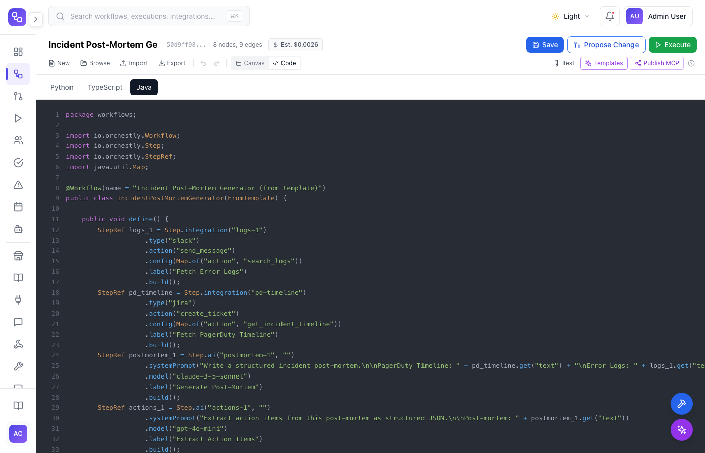 Workflow Java view