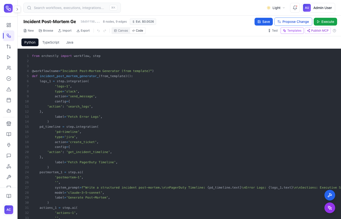 Workflow Python view