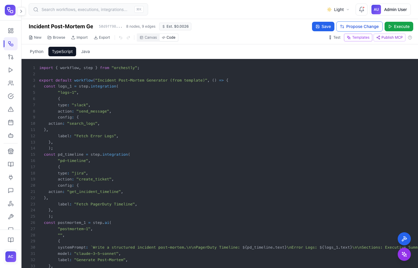 Workflow TypeScript view